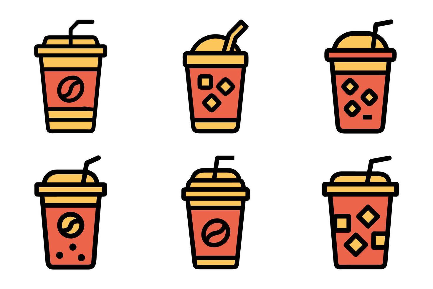Collection of isolated coffee icons simple illustrations vector