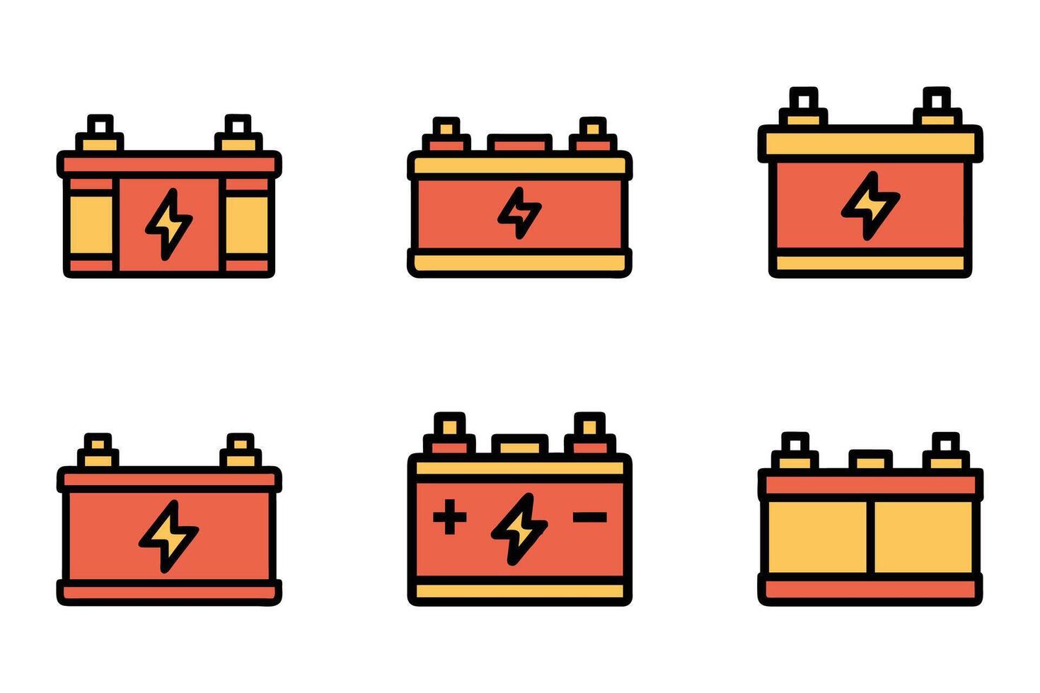 Flat design car battery icons isolated vector