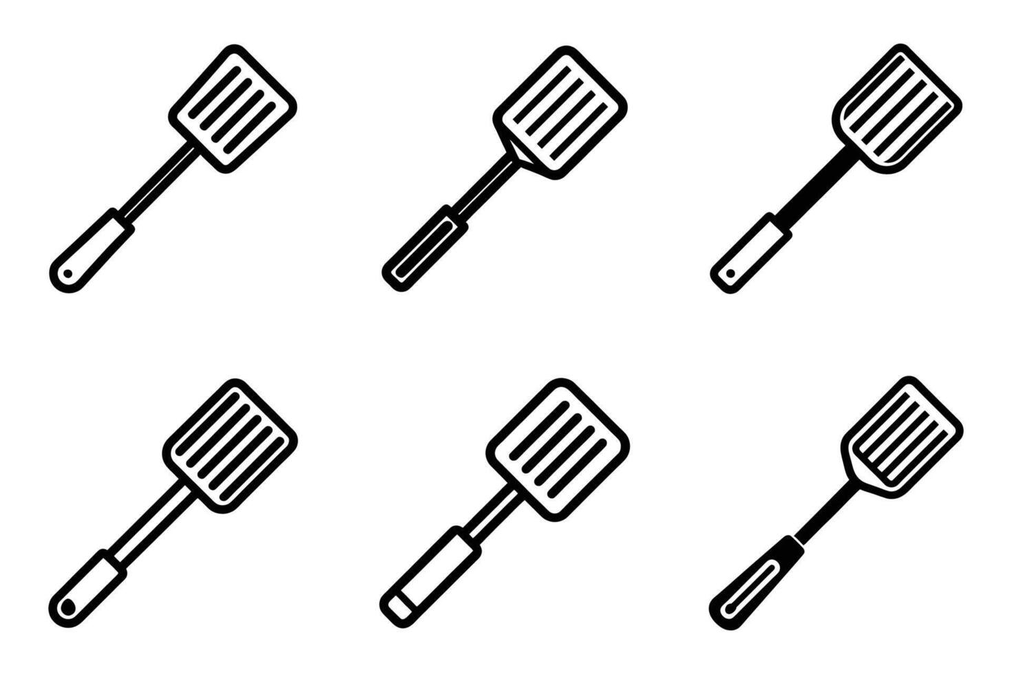 Flat spatula illustrations isolated line icons vector
