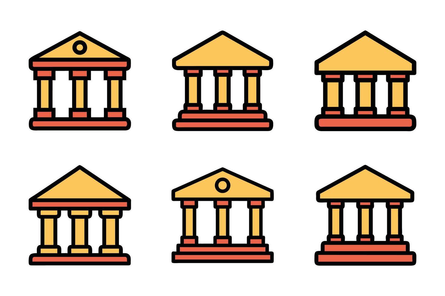 Bank silhouette icon pack isolated vector