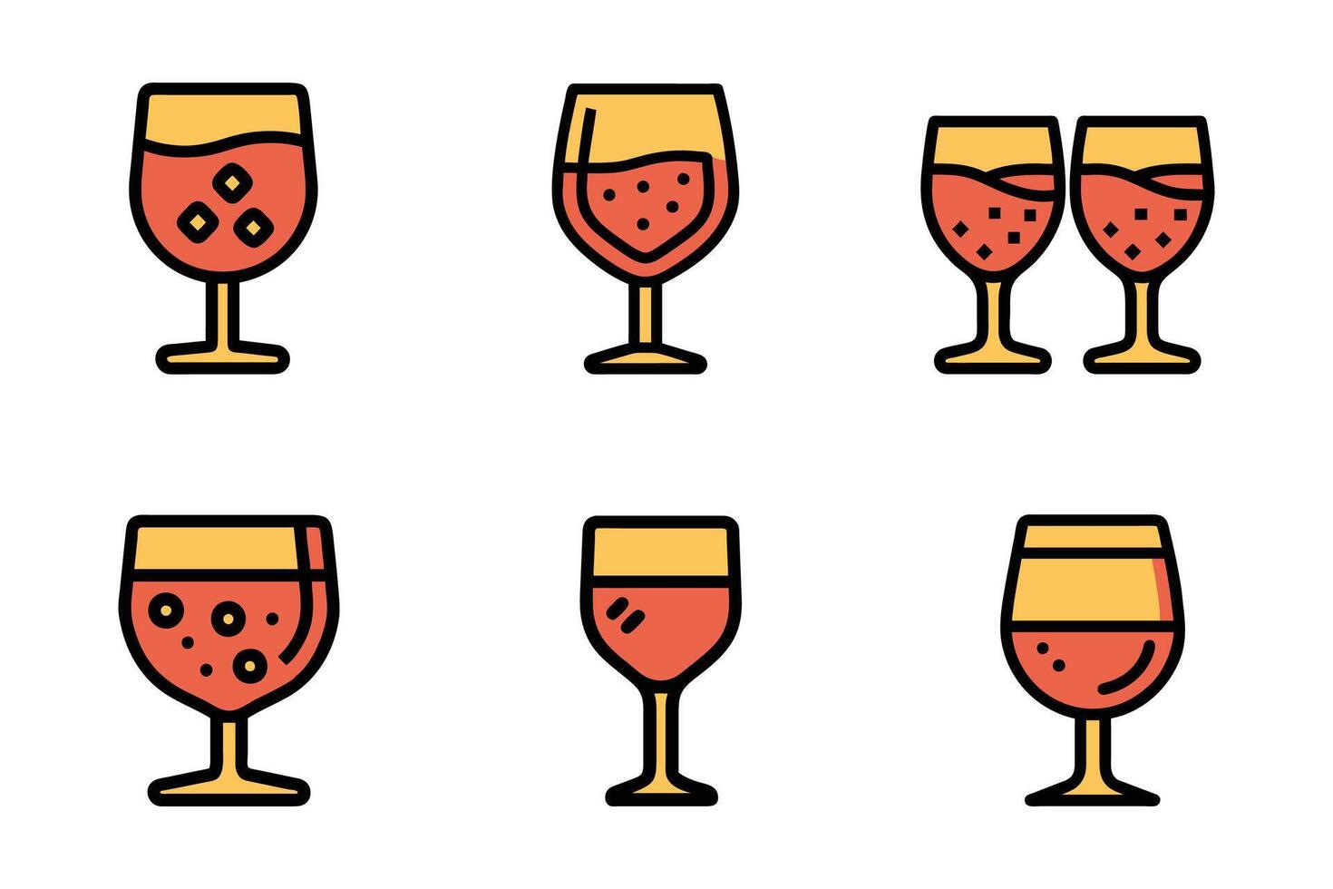 Flat design wine glass icons isolated style vector