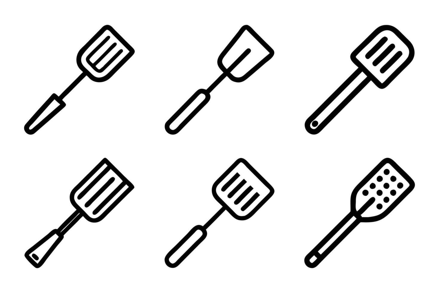 Spatula icon set flat line art illustrations vector