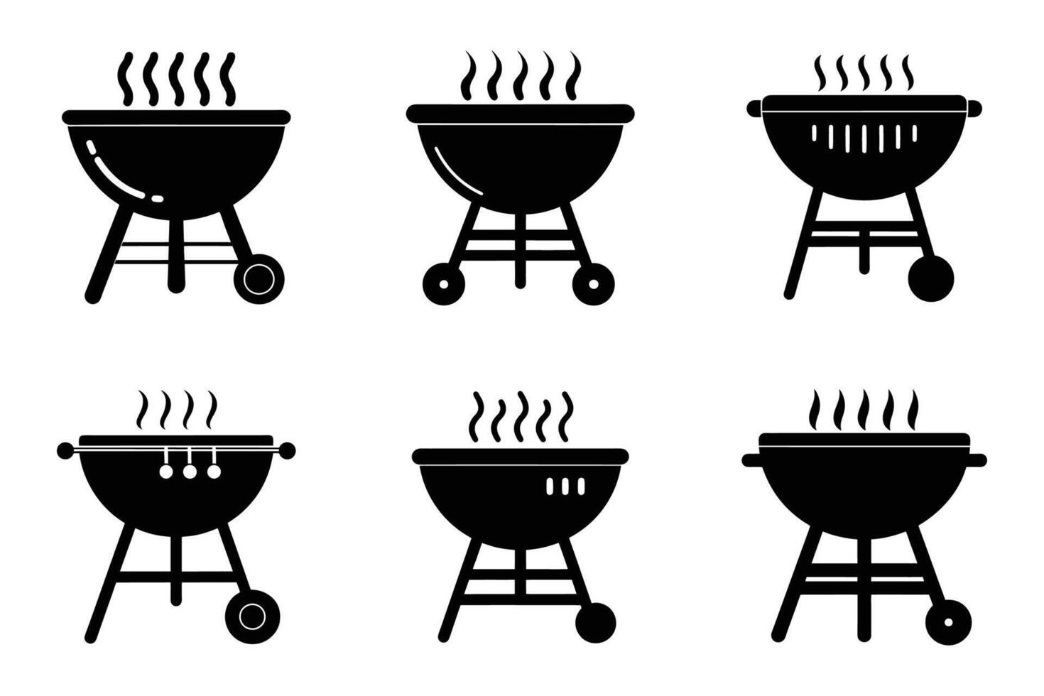 Minimalist barbecue silhouettes isolated icon collection vector