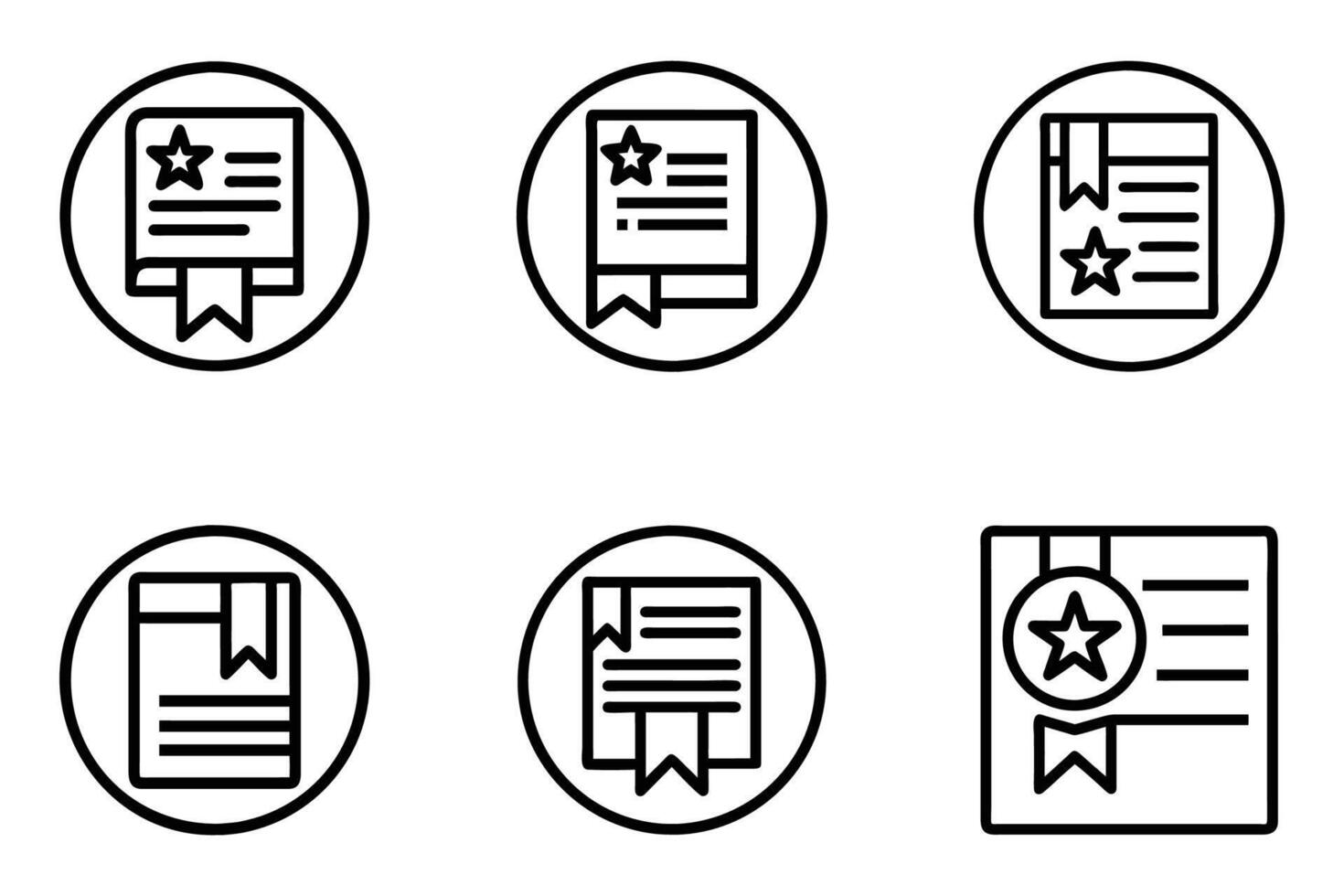 Isolated bookmark ribbon icons minimal line art style set vector