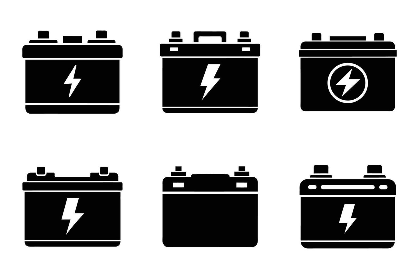 Modern car battery icon collection silhouettes vector
