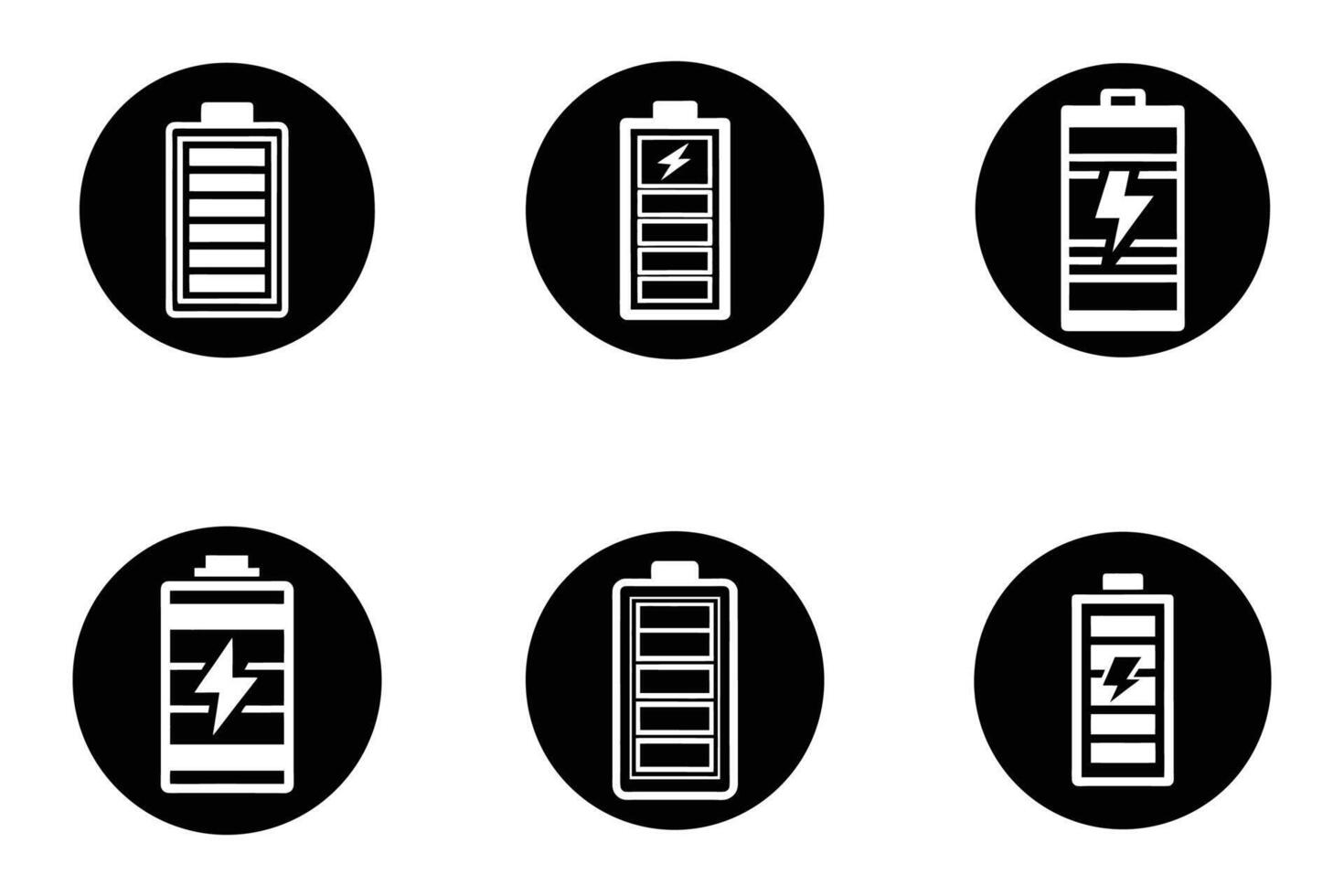 Collection of isolated battery icons simple silhouette vector