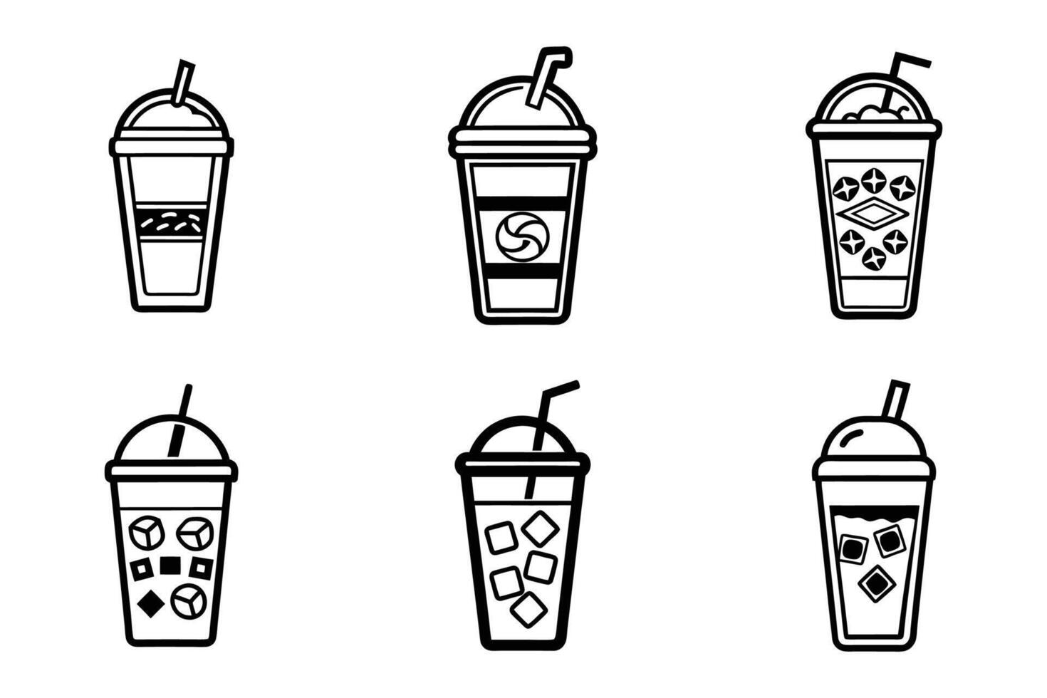 Set of simple coffee icons flat line art design vector