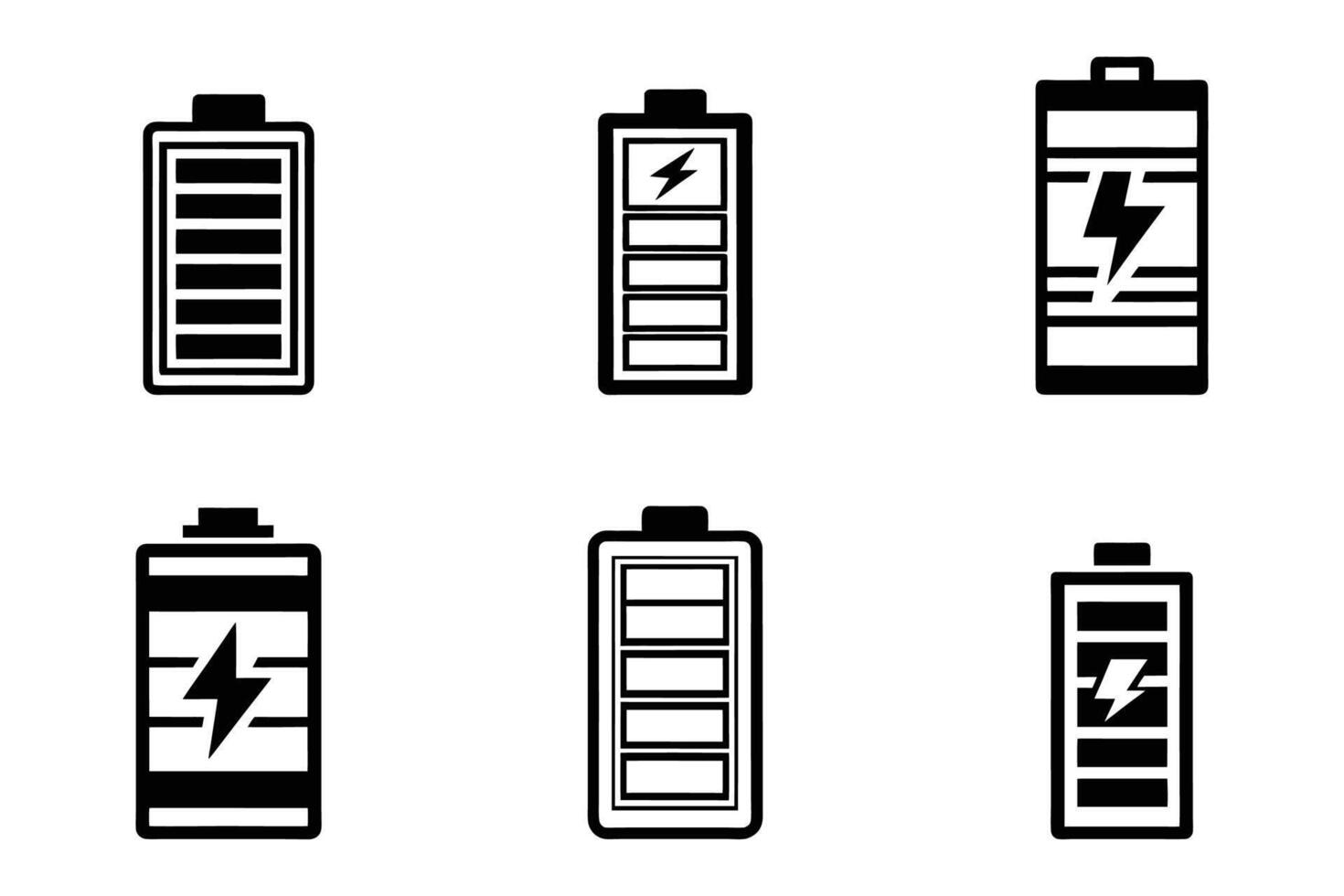 Set of simple battery icons flat line art design vector