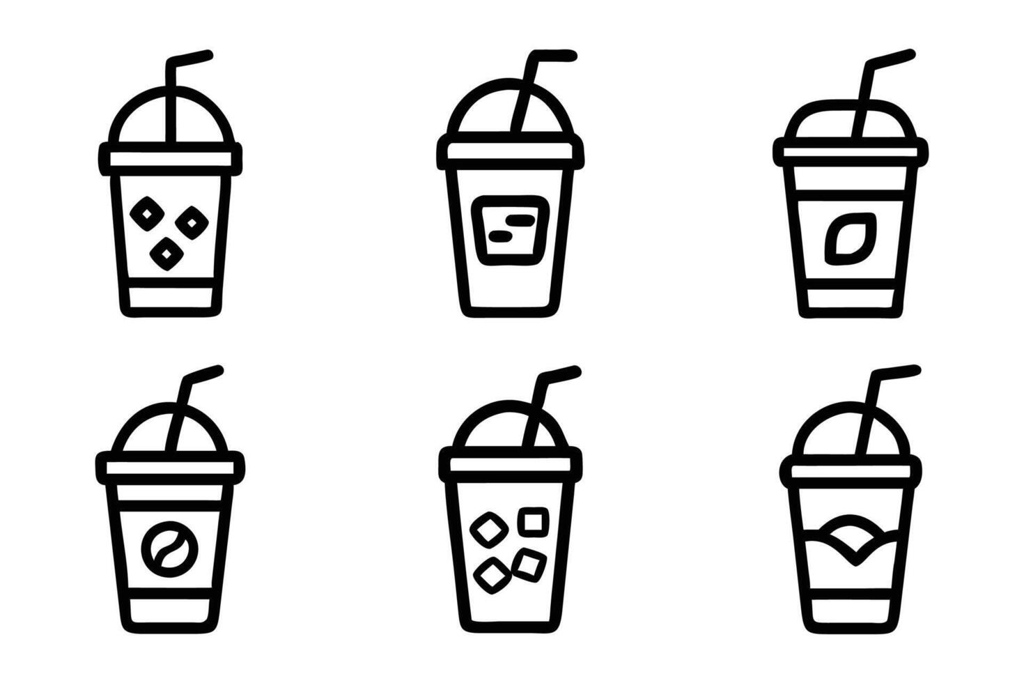 Isolated coffee icons minimal line art style set vector