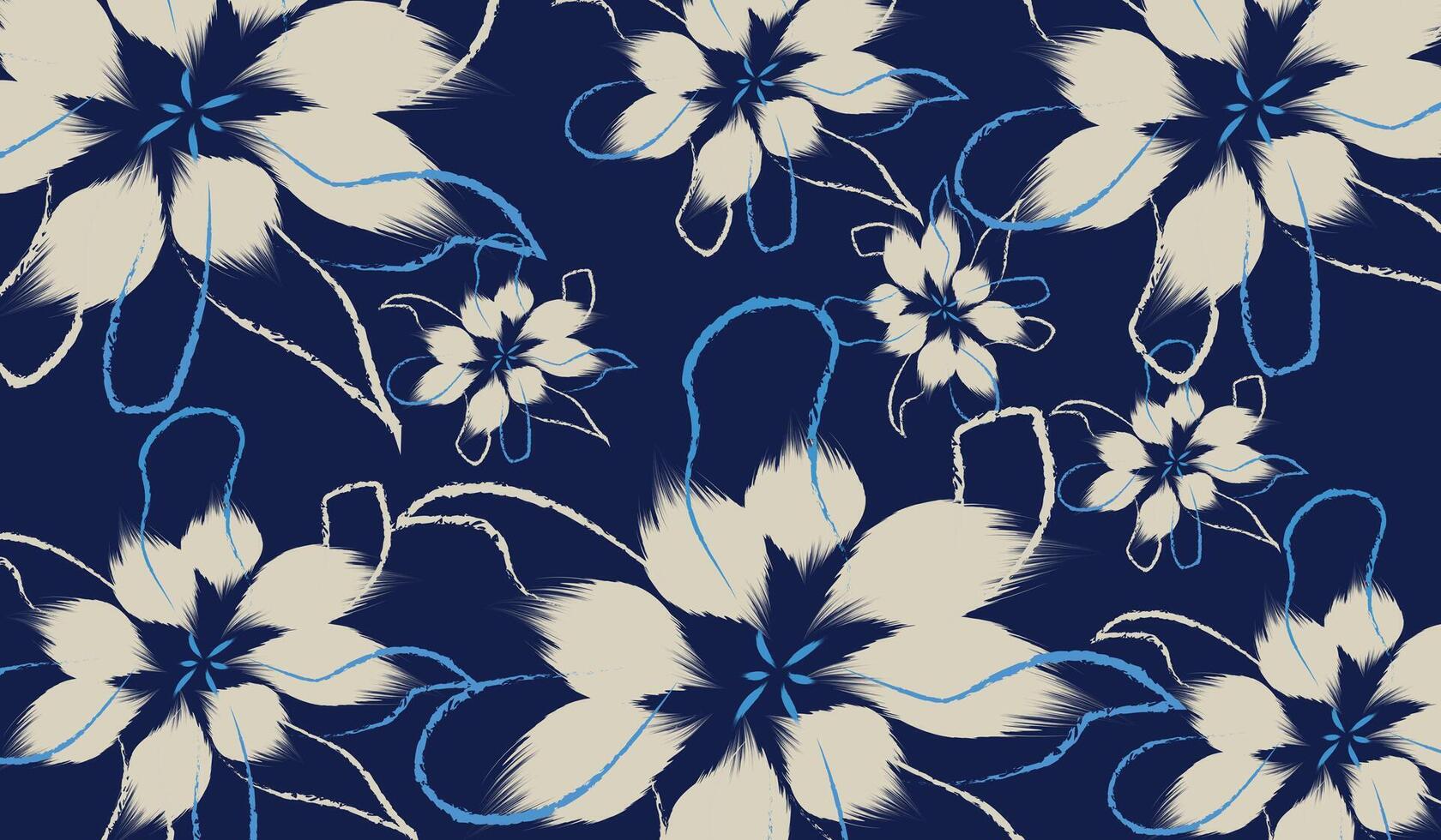 A Floral blue vintage seamless pattern flowers in Hand drawn background, a hand drawing traditional pattern styles of seamless floral abstract flowers patterns vector