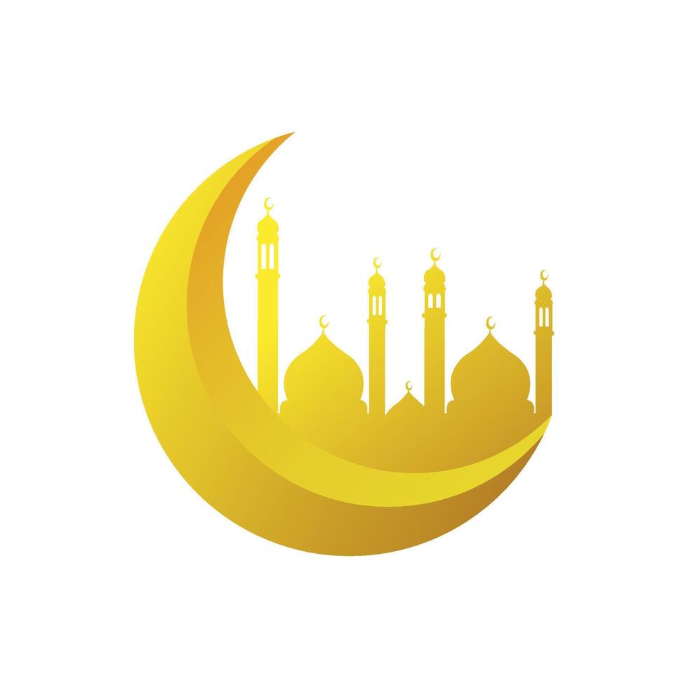 Moon And Mosque Islamic Design Element Illustration Design vector