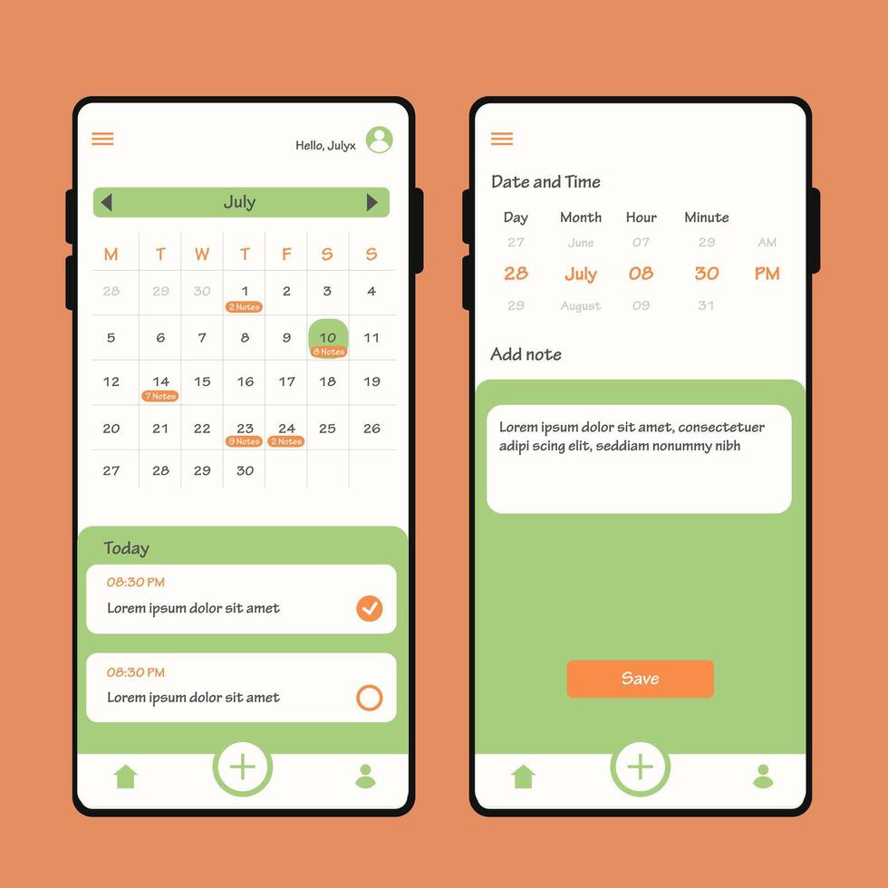 App Note work job design mobile design kit UI UX vector
