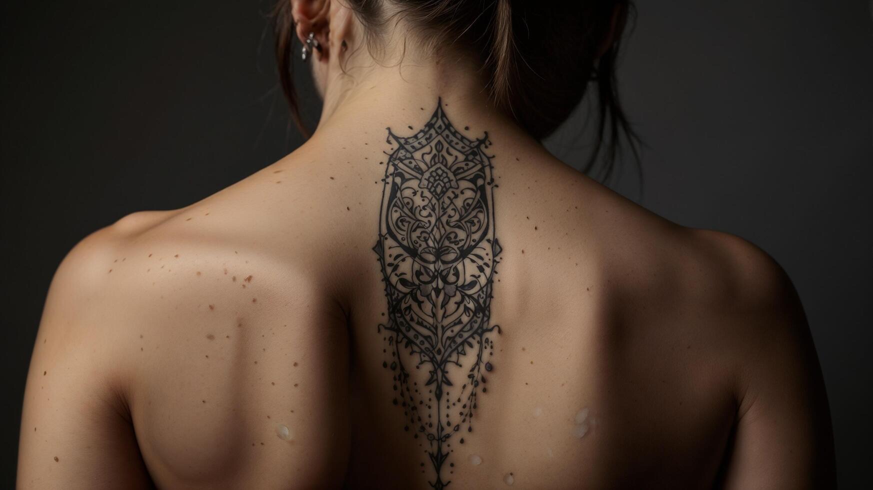 A woman with a tattoo on her back photo
