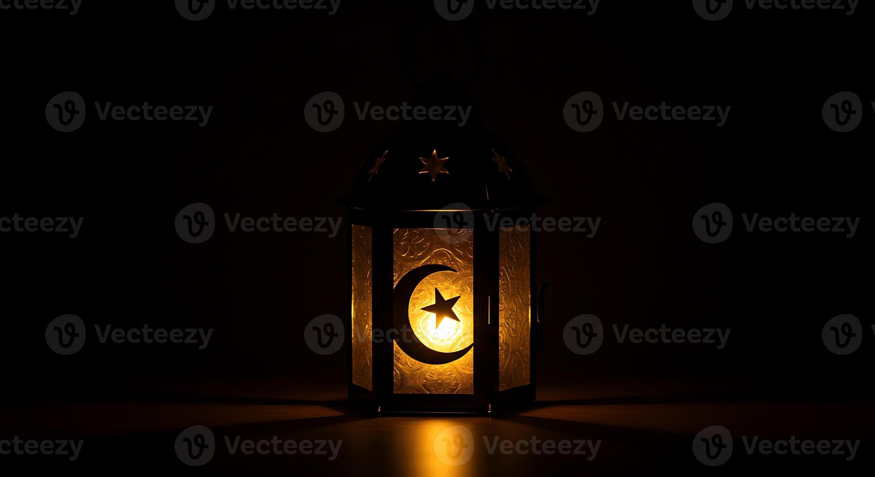 A lantern with a crescent and star on it photo