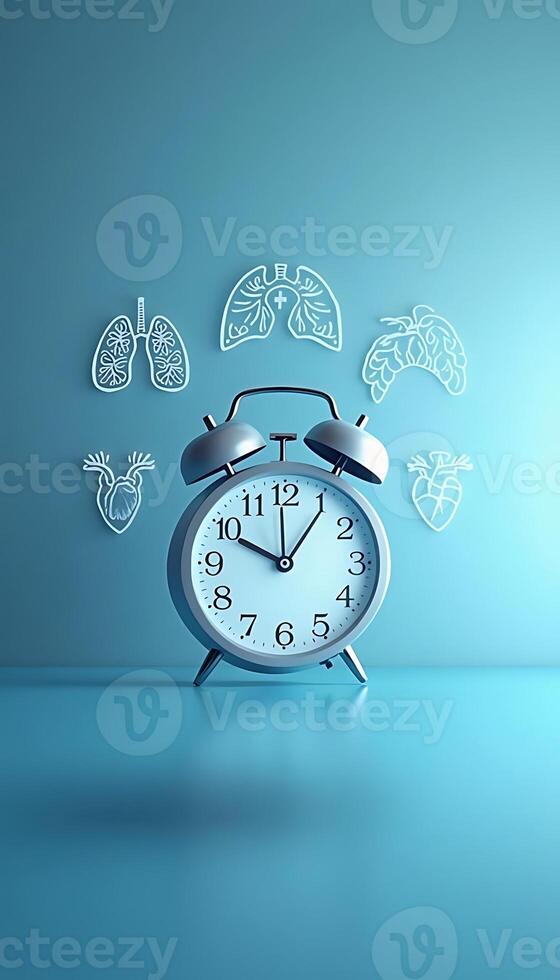 An alarm clock with a heart and lungs on it photo