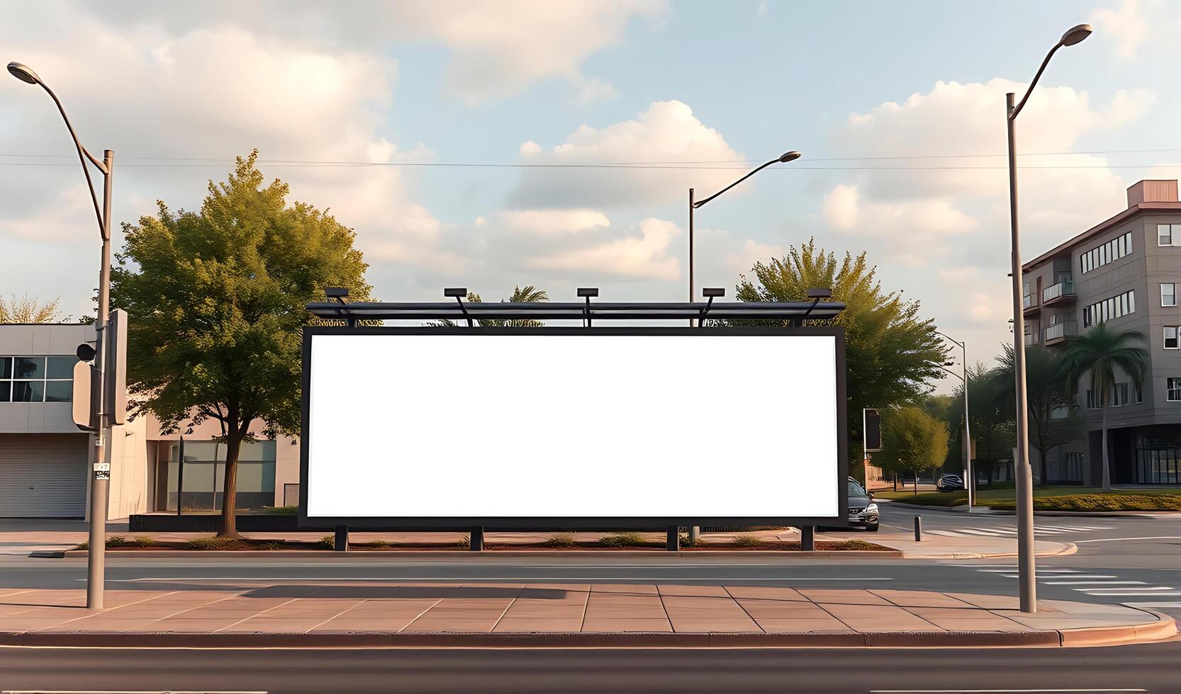 An empty billboard on the side of a street photo