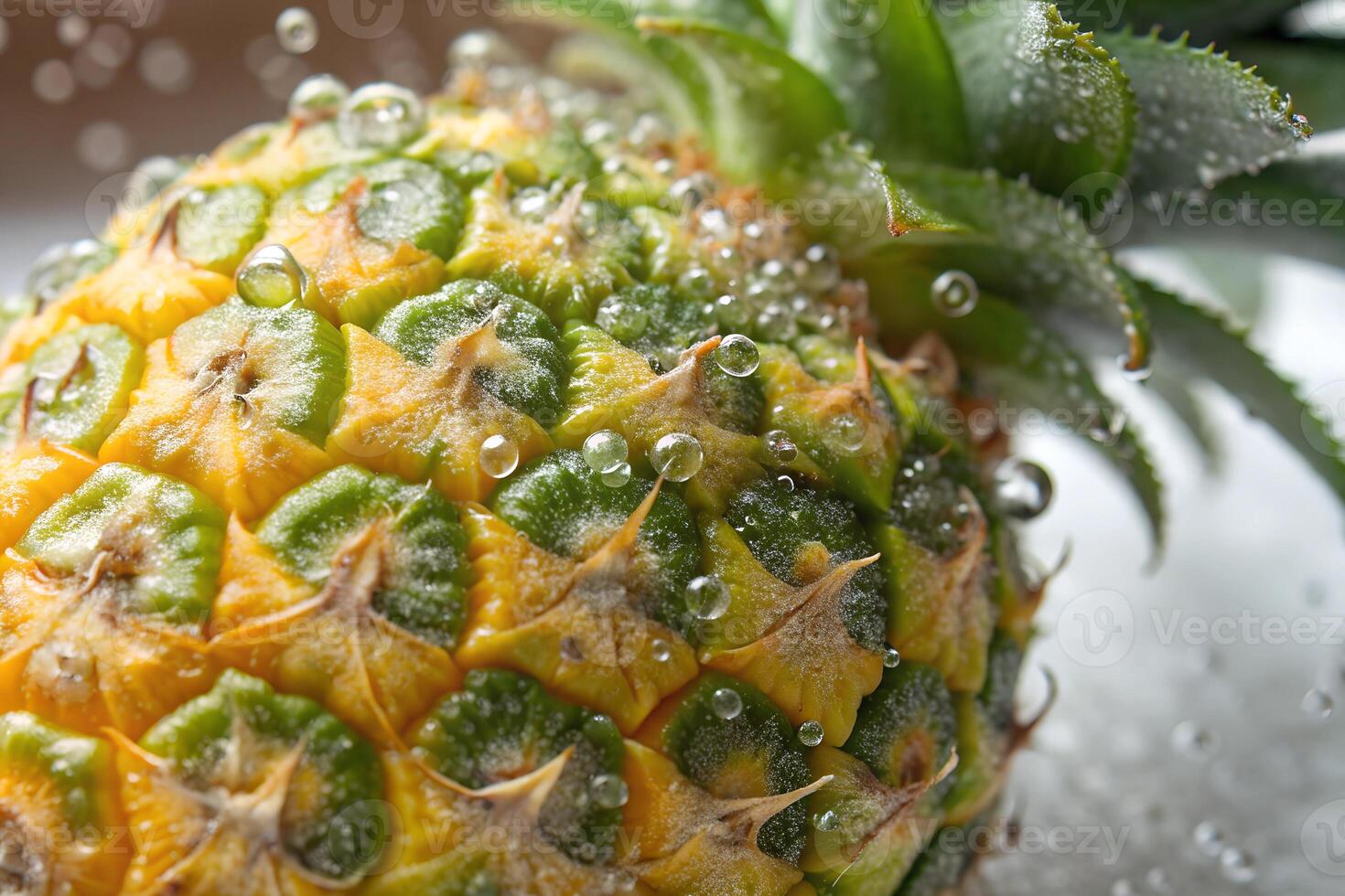 pineapple covered with bubbles in sparkling water photo