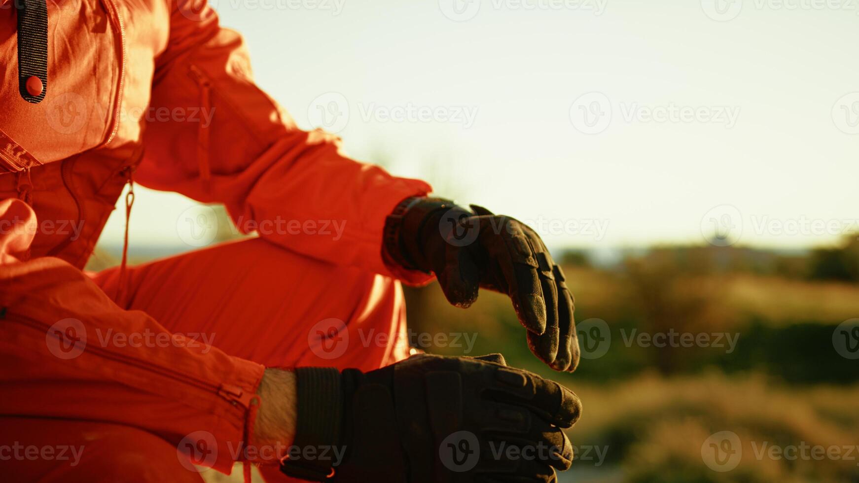 Gloved Astronaut Hands Shake Off The Dust Slow Motion photo