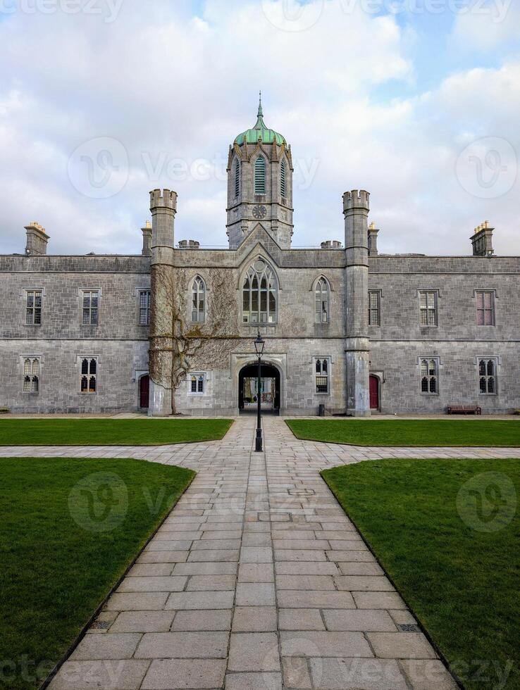 University of Galway, quadrangle in Ireland, historical architecture and landmarks background photo