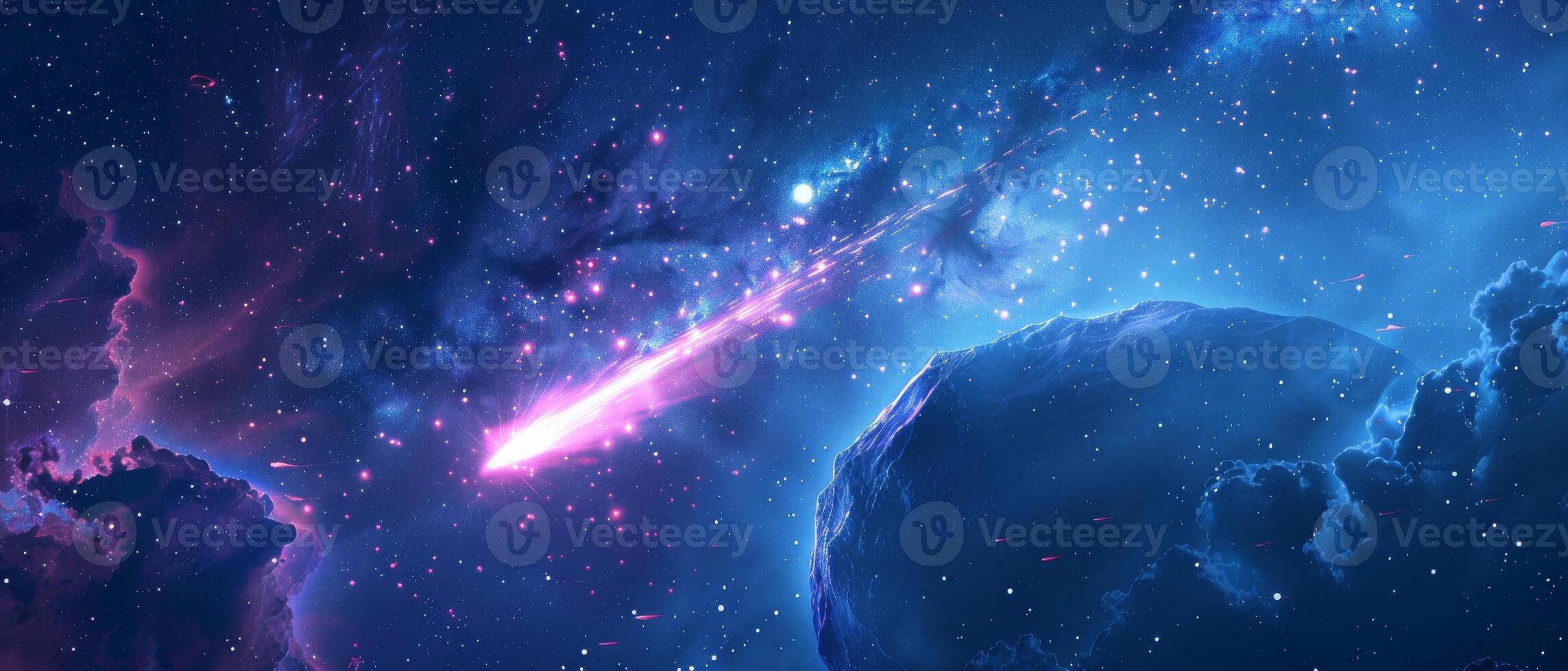 Space comet galaxy cosmos stars nebula vibrant celestial night sky cosmic background photo