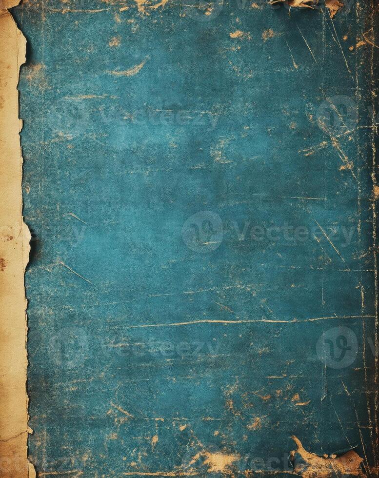 Vintage textured blue and beige paper with distressed edges. photo