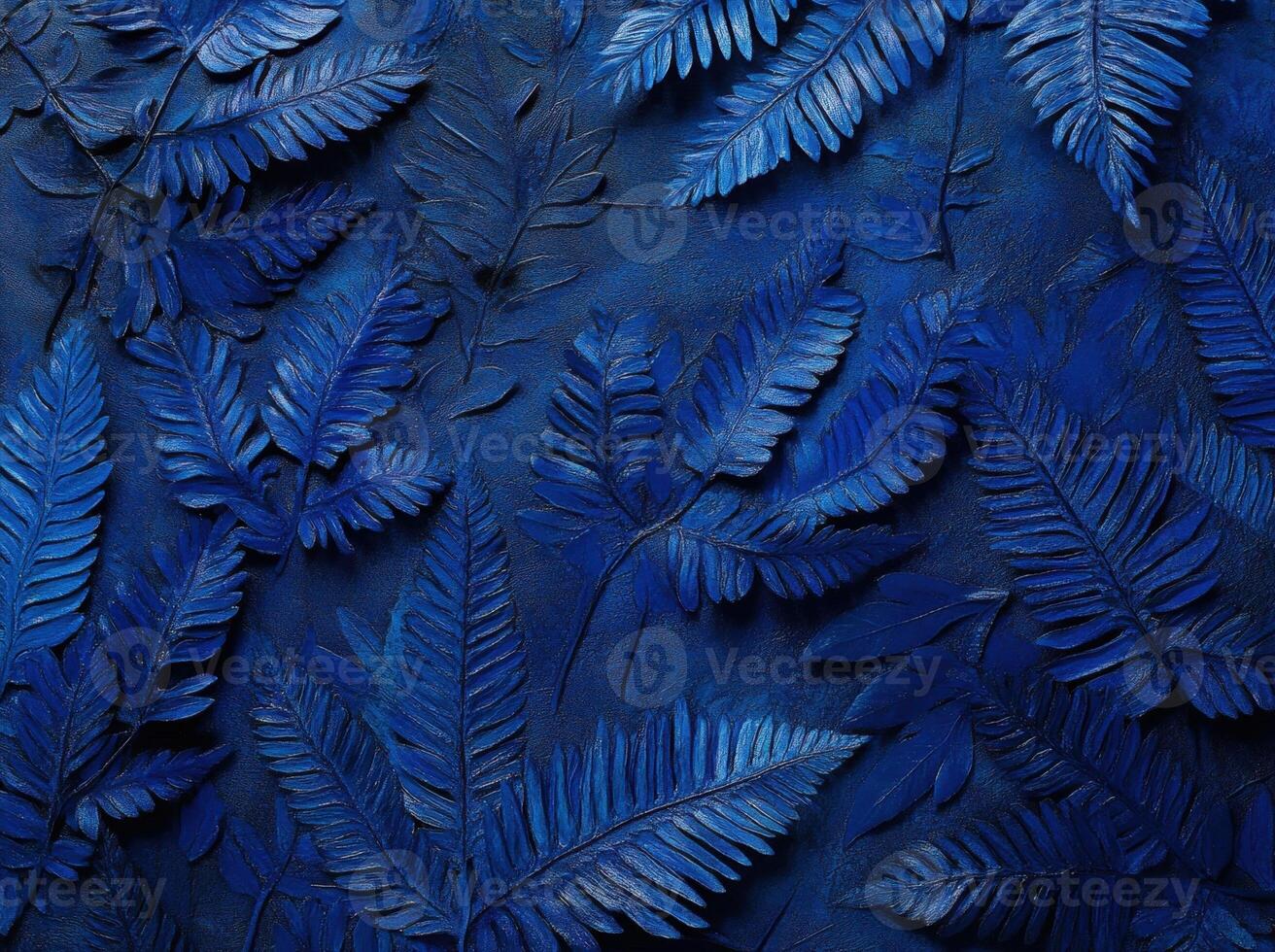 Elegant display of blue fern leaves on a textured background evoking tranquility. photo