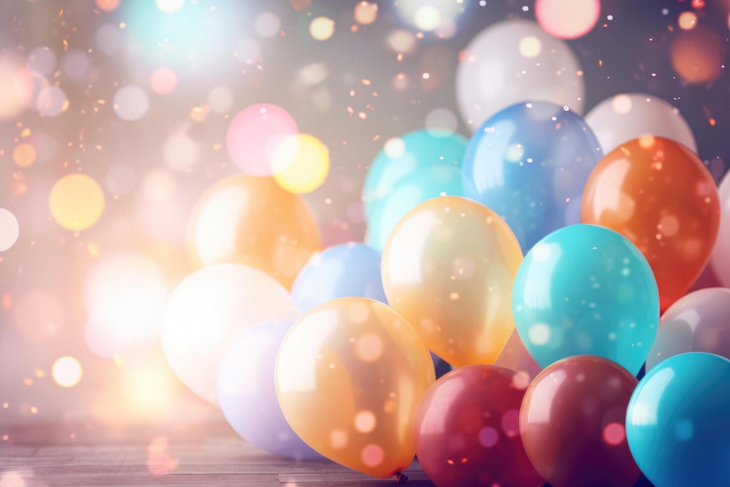 Whimsical Celebration A Dreamy World of Colorful Balloons and Bokeh Lights photo