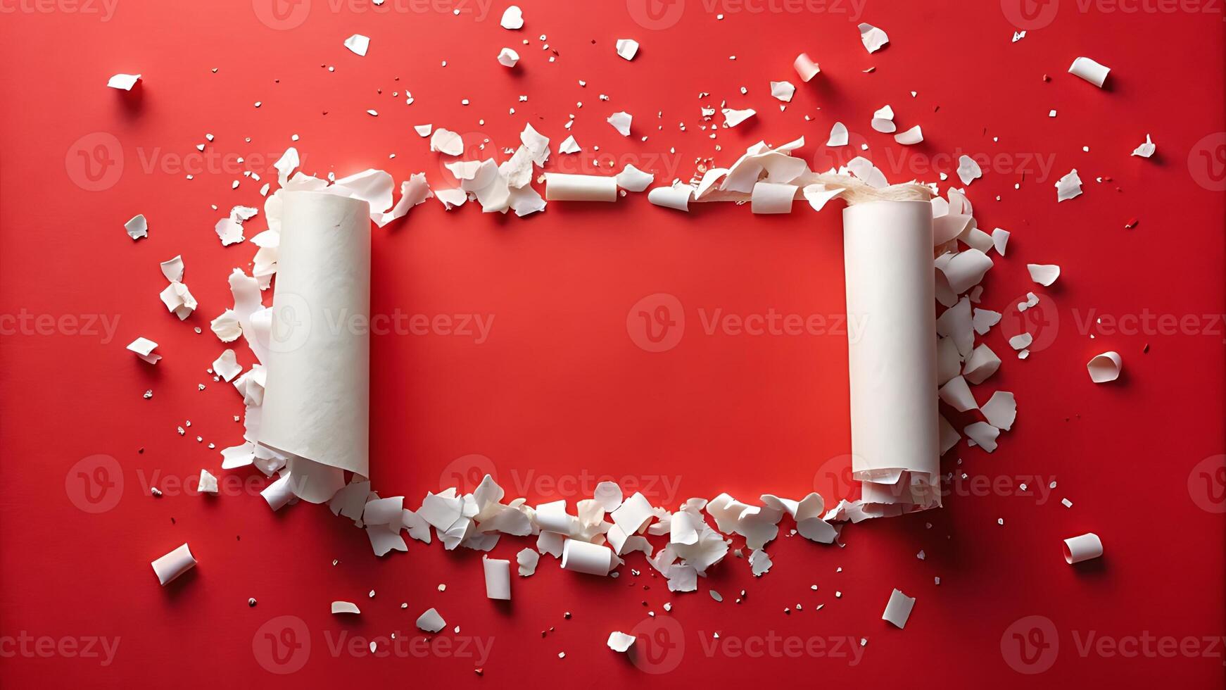 Elegant red business background with scroll paper for announcements photo