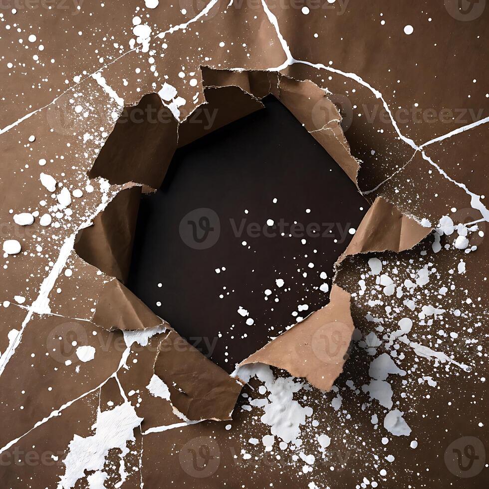 Abstract torn paper with paint splatters for business announcements photo