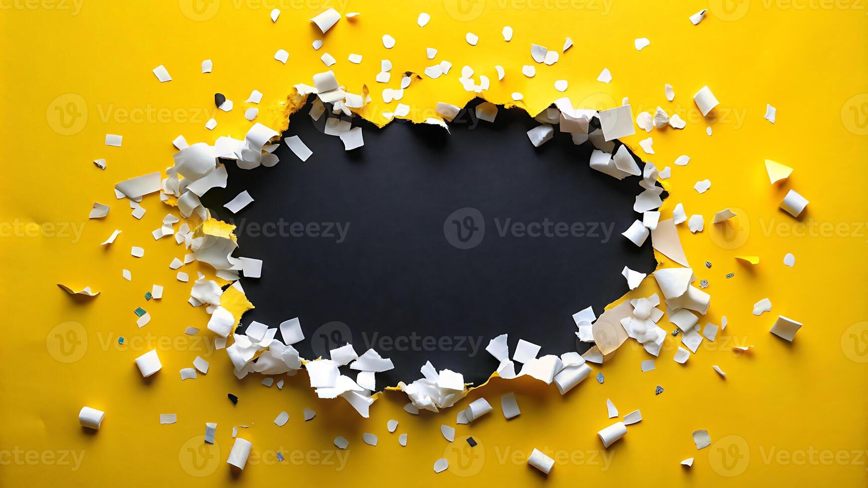 Creative Torn Paper Hole on Yellow for Business Marketing Designs photo