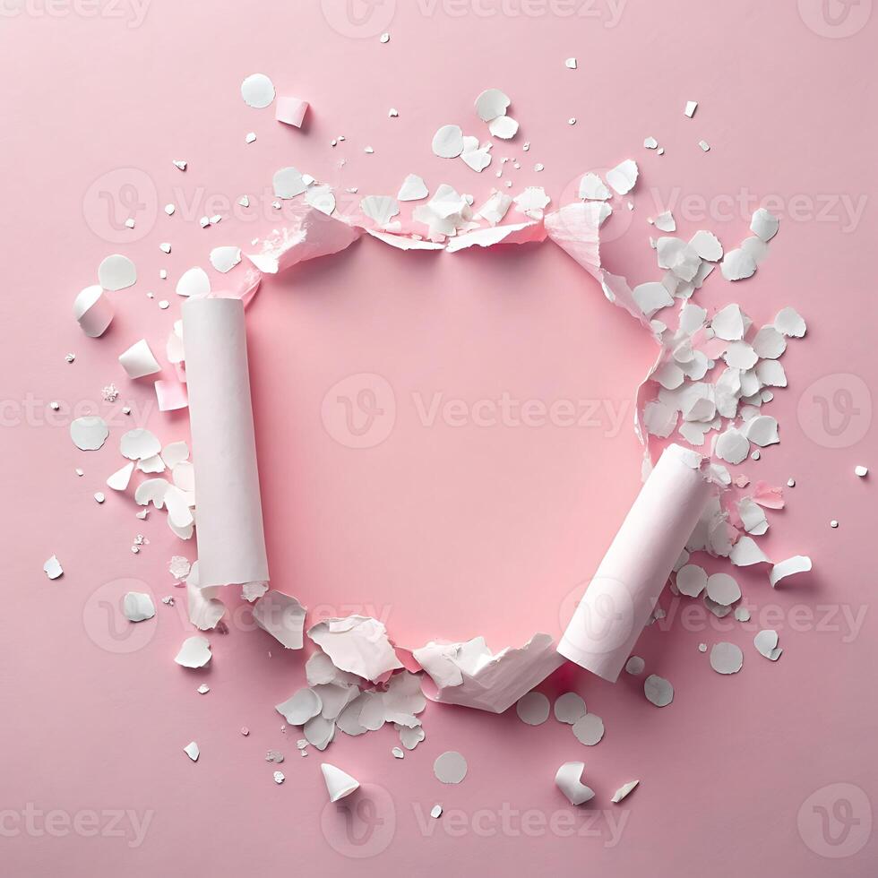 Creative Pink Torn Paper Background for Business Advertisement Design photo