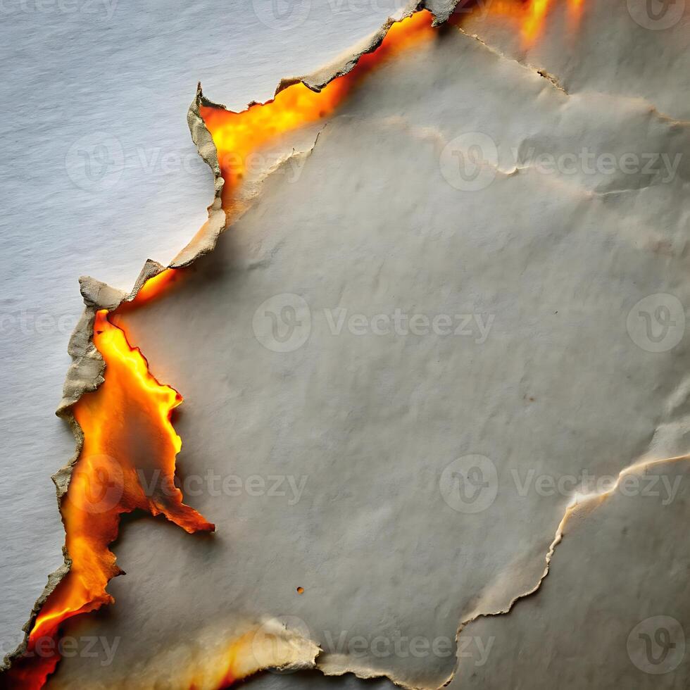 Burnt Paper Edges with Glowing Flame for Business Presentation Use photo