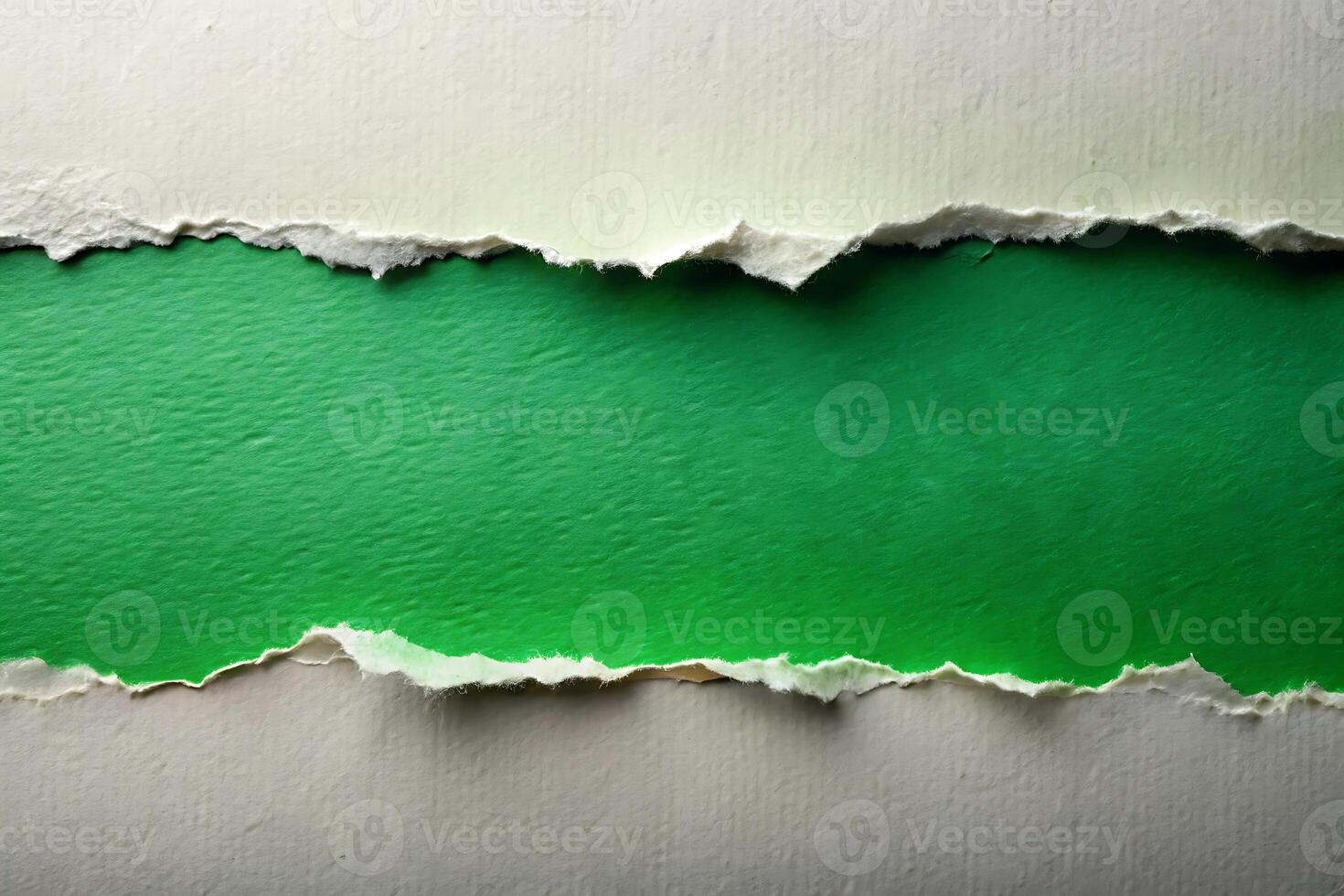 Torn paper edge on green background for business presentation photo