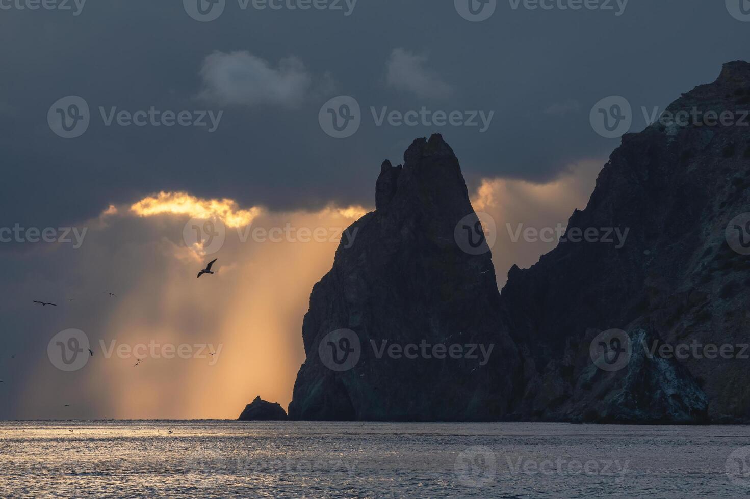 Sunset from the viewpoint of Crimea Peninsula. photo