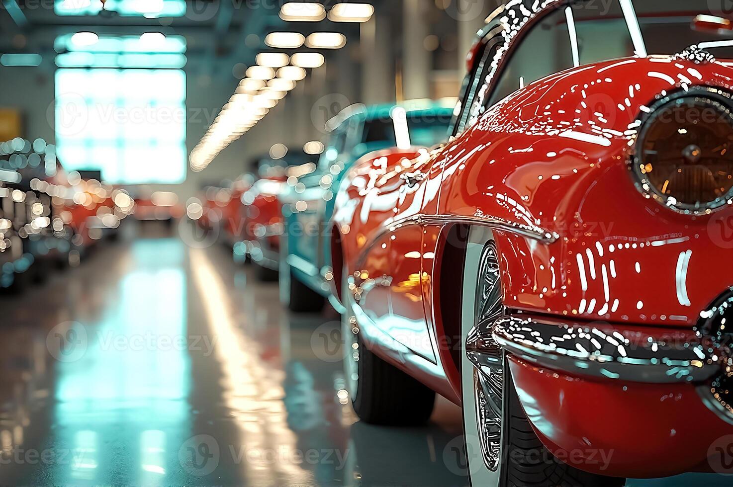 Classic Vintage Car Collection Featuring Iconic Models in Stunning Display photo