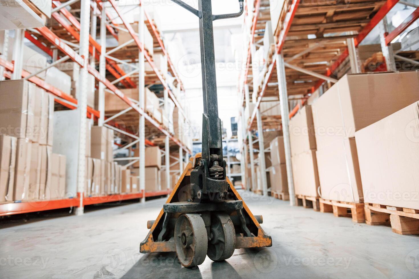 Close up view of platform trolley that is in the storage photo