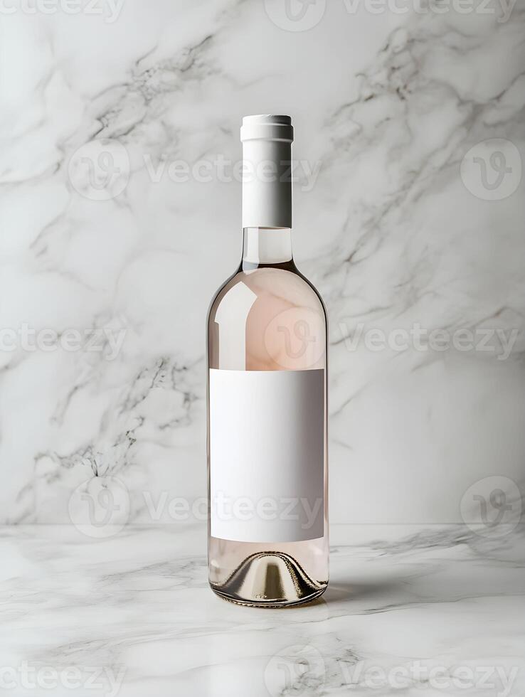 A bottle of wine with a blank label on it photo