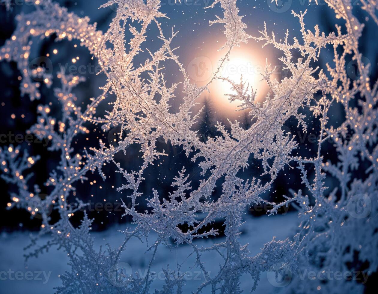 frosted glass with the moon shining through it. Frozen Window Pane photo