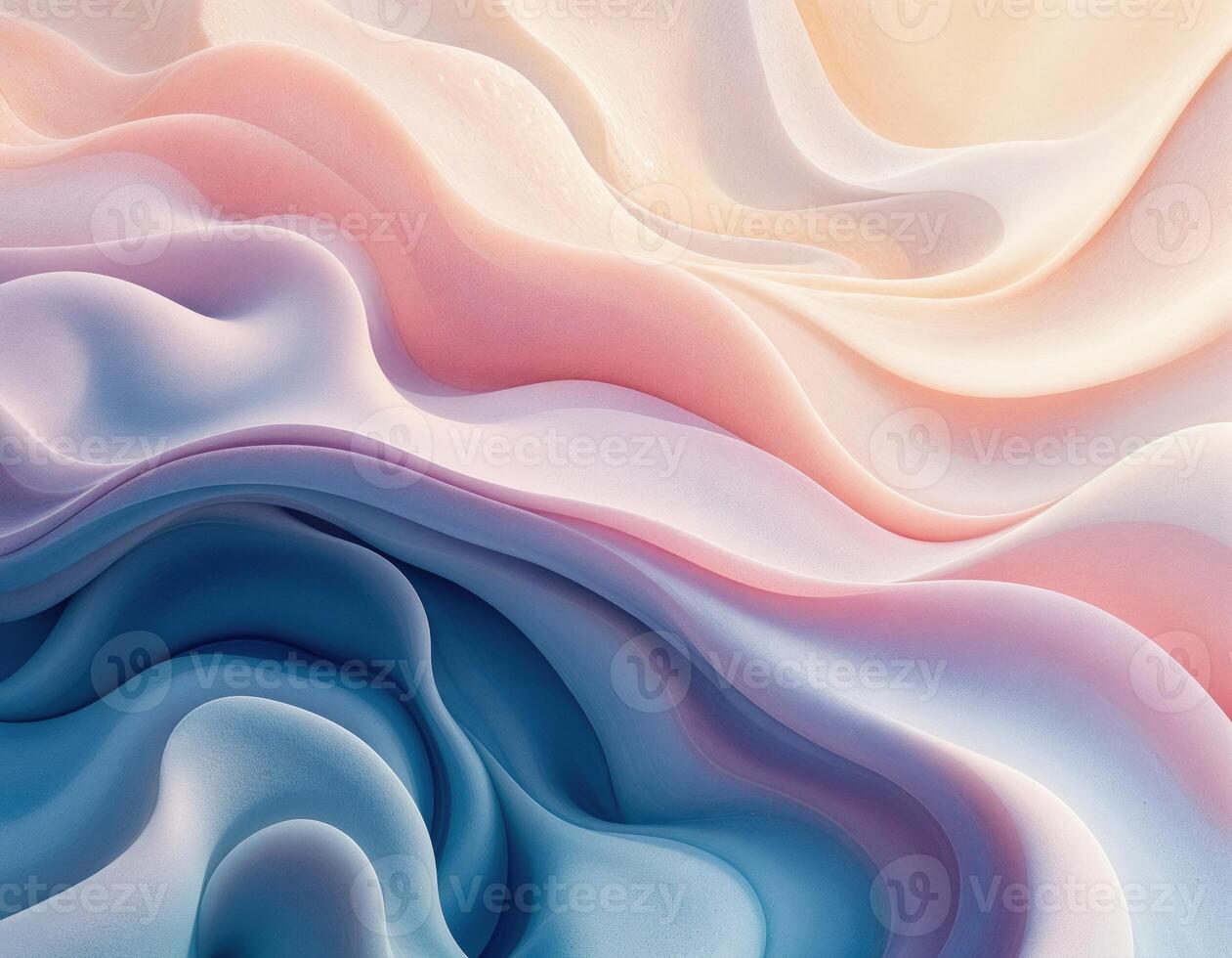 abstract background with blue and pink waves, 3d render illustration. Pastel Flowing Waves photo