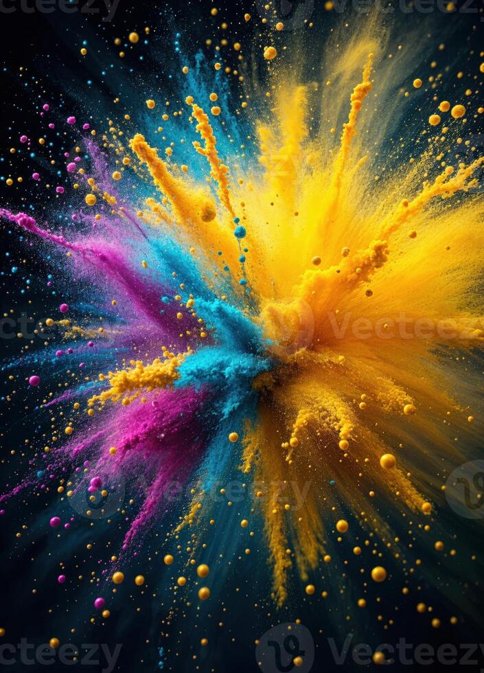 colorful powder explosion on black background. Color Powder Explosion photo