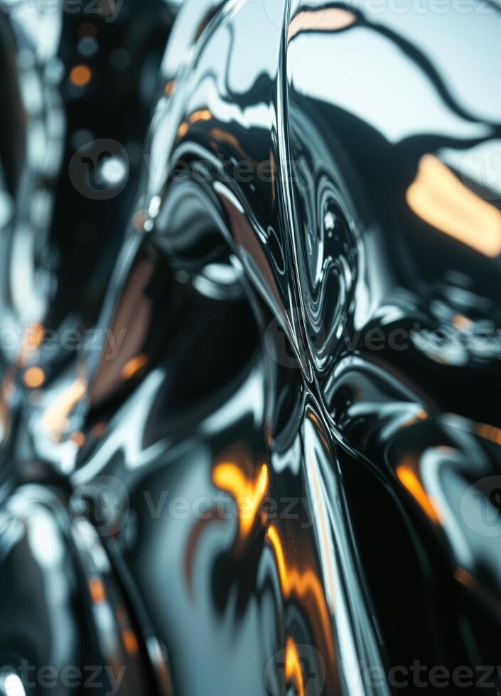 abstract metallic background with some smooth lines in it . 3d render. Abstract Chrome Surface photo