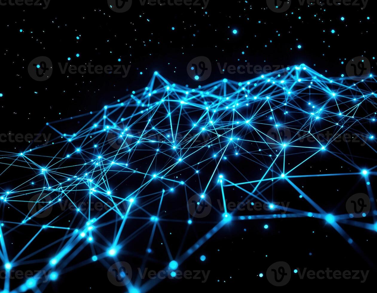 abstract network on dark background, 3d render. Abstract Network Connection photo