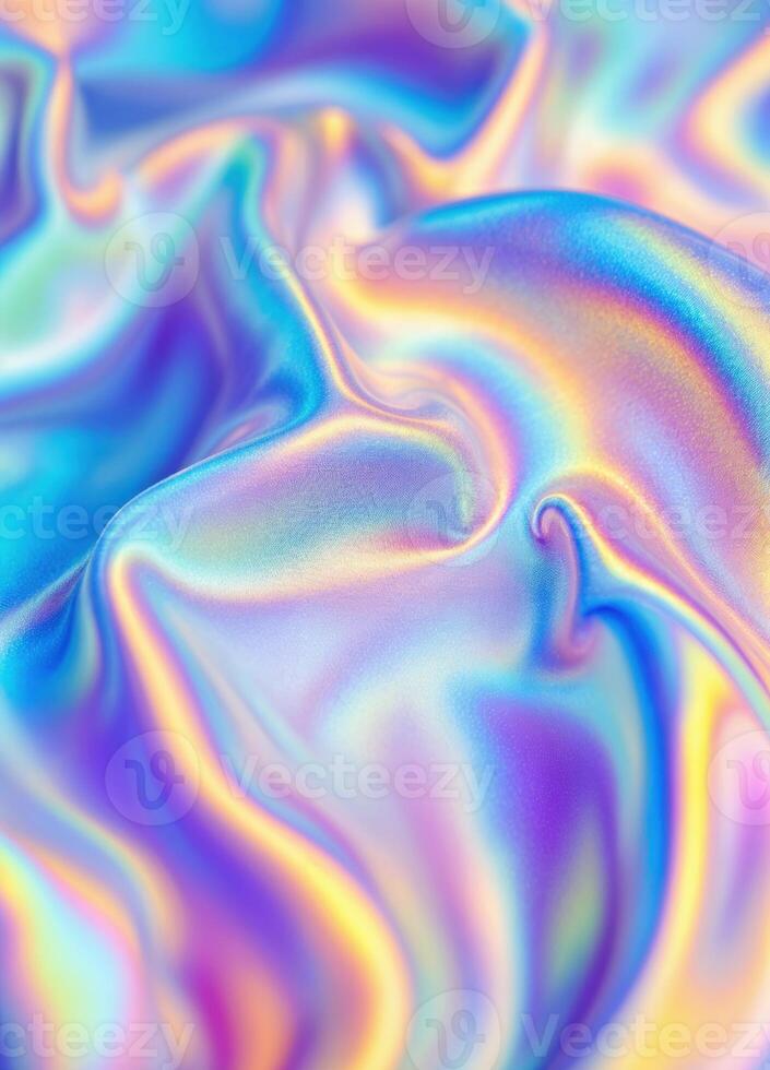 a colorful holographic fabric with a wave pattern. Holographic Iridescent Fabric photo