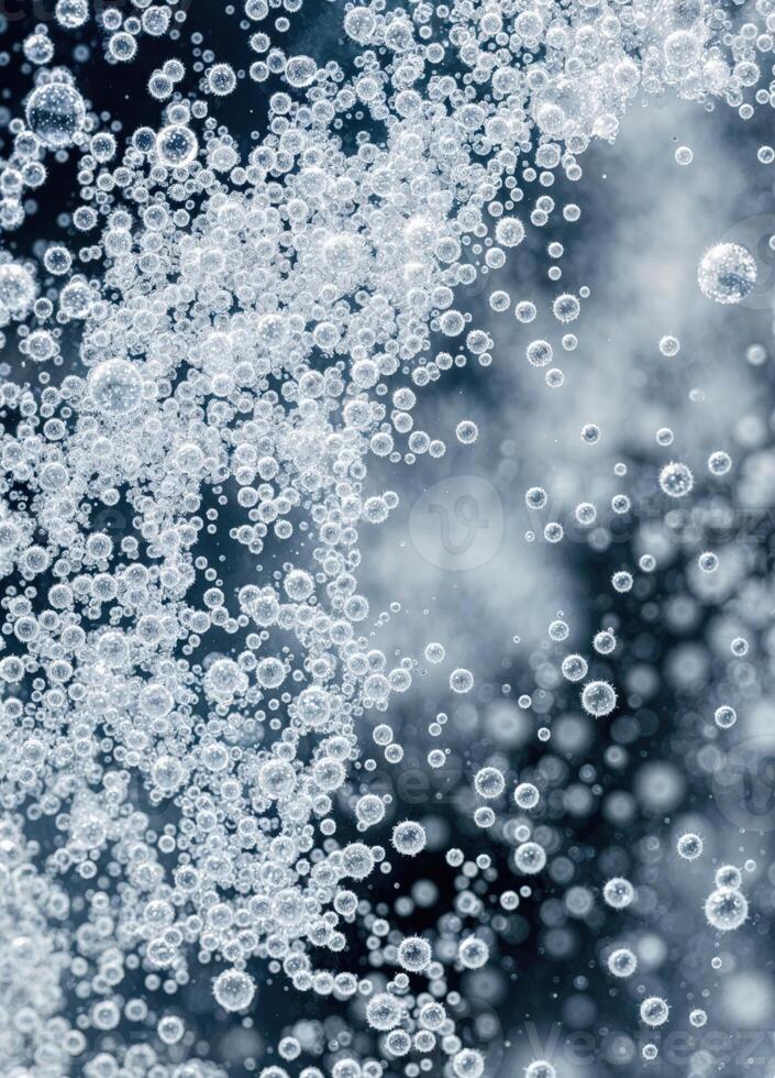 bubbles of water are seen in the air. Water Bubbles Macro photo