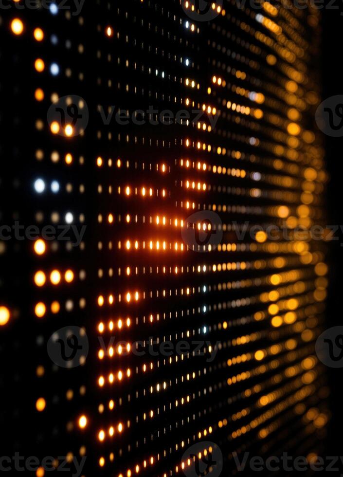 Bokeh light on black background, computer generated abstract background. LED Light Matrix photo