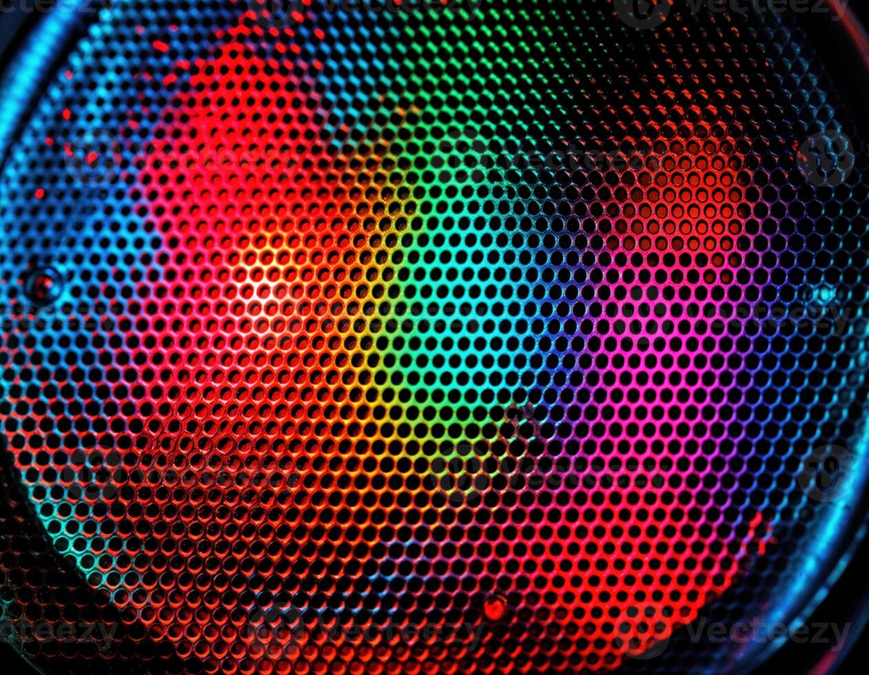 abstract background of a colored speaker with some holes in the it. Colorful Speaker Mesh photo
