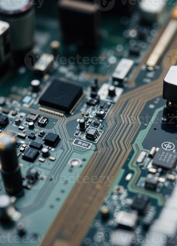 Close-up of electronic circuit board. Technology and electronics concept. Closeup of Circuit Board photo
