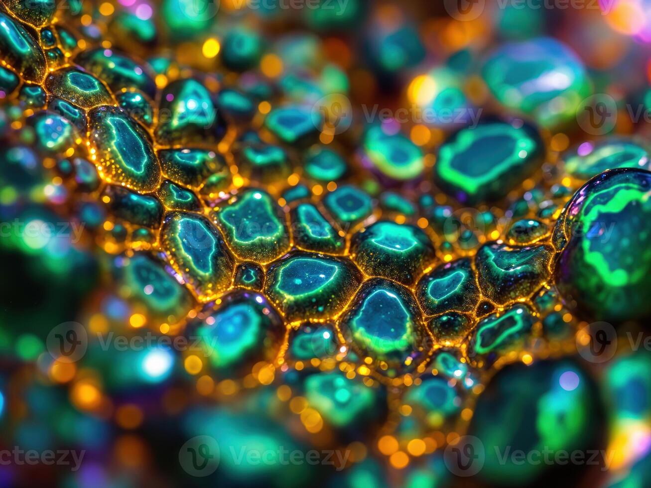 Macro shot of colorful alien skins. Abstract background. Close up. Iridescent Bubbles photo