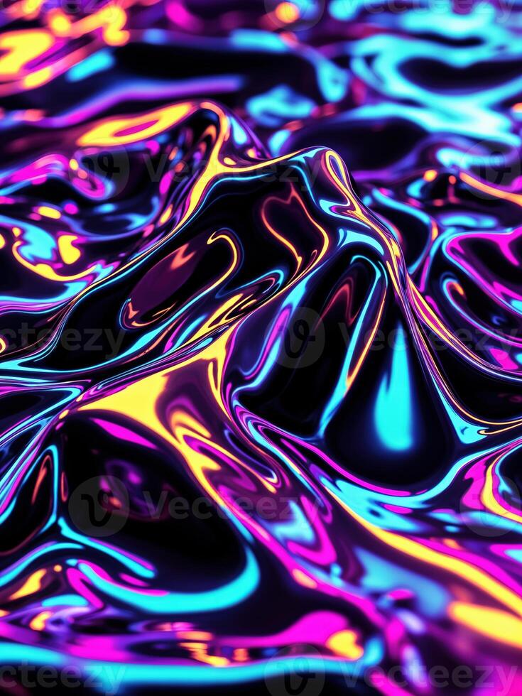 abstract background of blue and purple liquid with some smooth lines in it. Liquid Neon Abstract photo