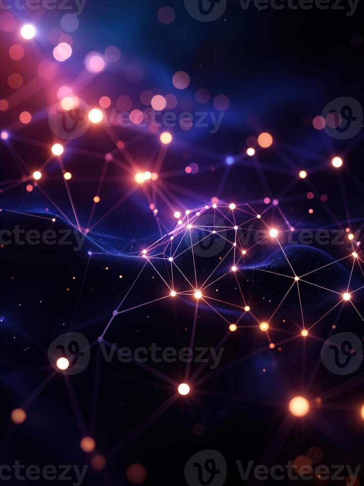 Abstract polygonal space low poly dark background with connecting dots and lines. Connection structure. 3d rendering. Abstract Network Connection photo